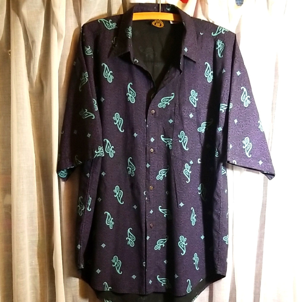 Men's Vintage Funky Purple Patterned Shirt
